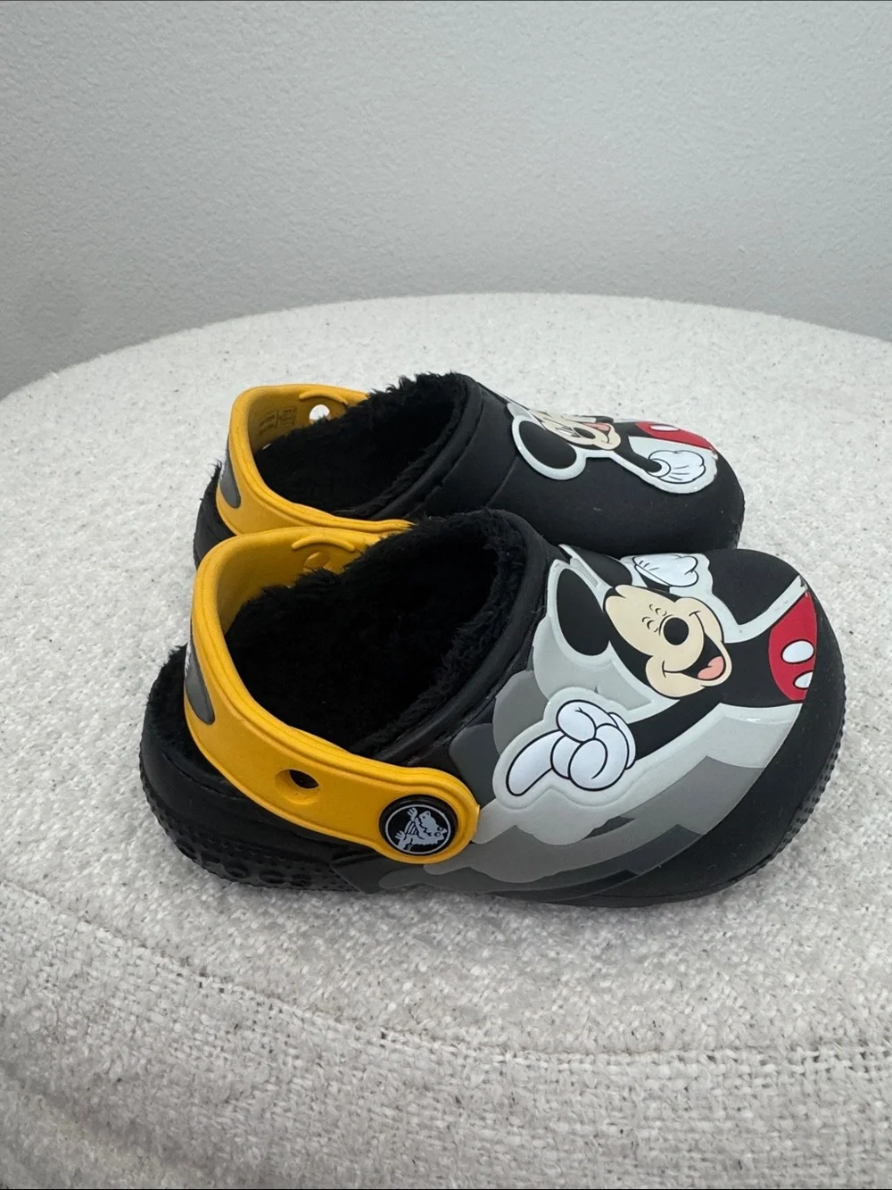Disney Mickey Mouse Black Clog Slippers with Yellow Strap